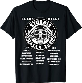 Sturgis 2025 Motorcycle Rally Black Hills Biker Skull Ride T-Shirt