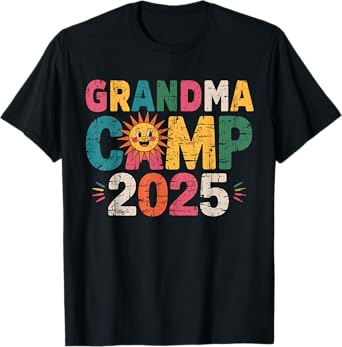 Grandma Camp 2025 Family Vacation Summer Camping Crew Kids T-Shirt