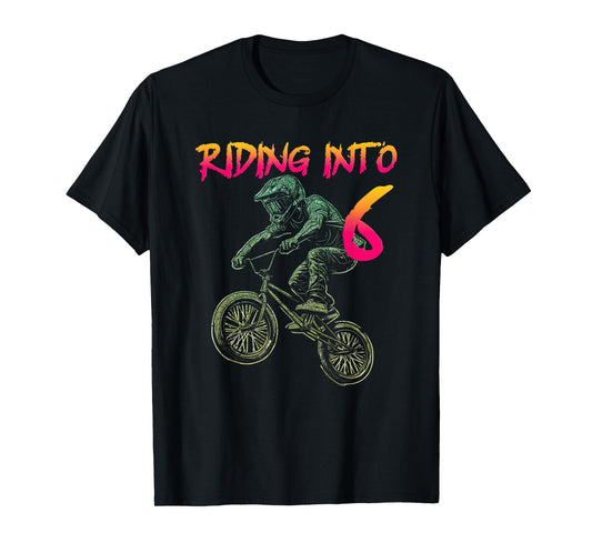 Funny 6 Year Old Bmx Birthday Boy Bicycle 6th Birthday T-Shirt