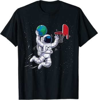 Astronaut Basketball Outer Space Planet Gifts Men Women Kids T-Shirt