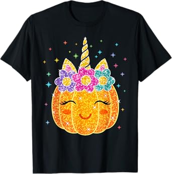 Cute Unicorn Pumpkin Halloween Costume for Girl Kids Toddler T-Shirt
