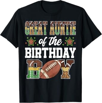 Great Auntie Of The Birthday Boy Football Player Matching T-Shirt