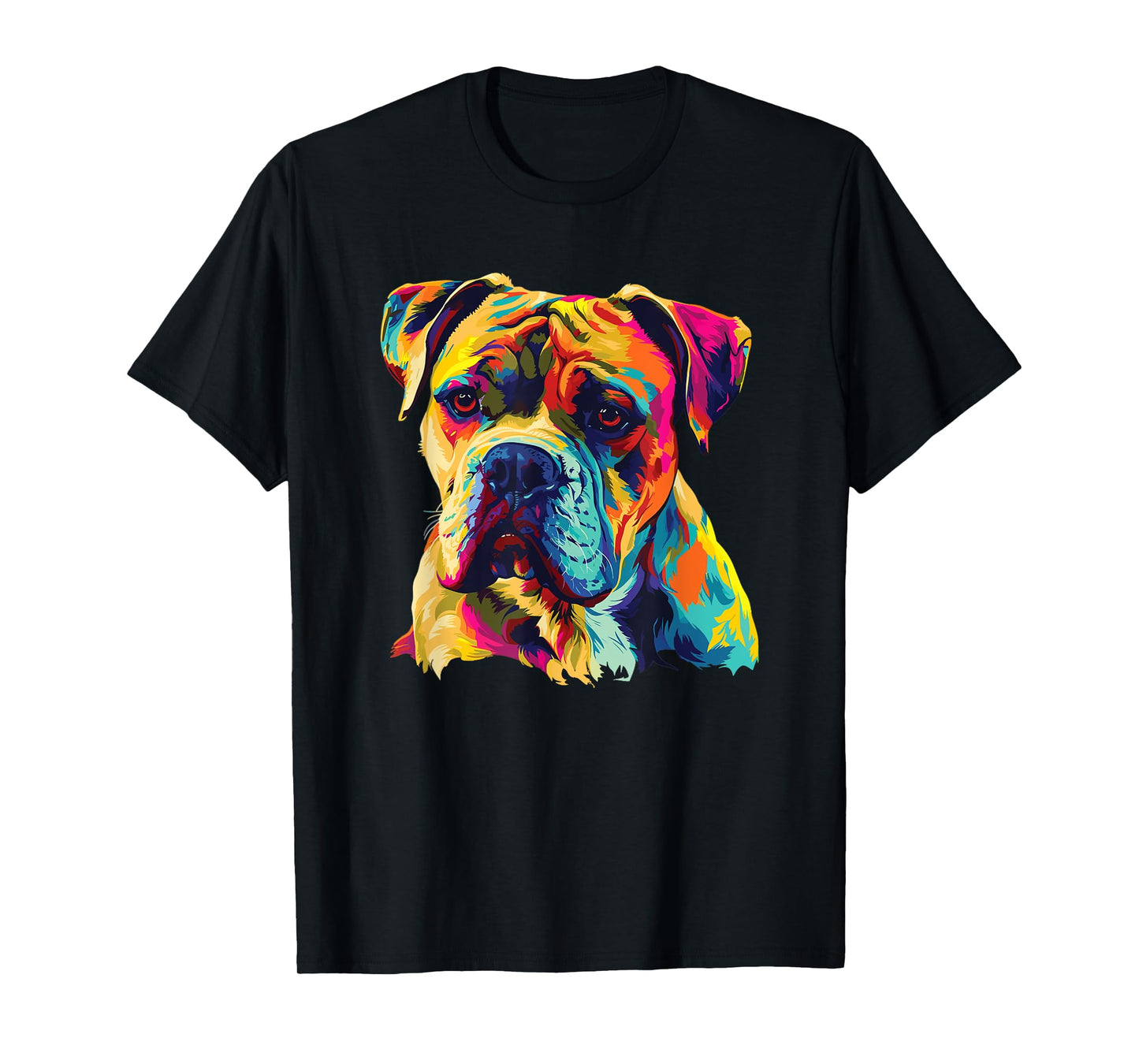 Watercolor Colorful American Bulldog Dog T-Shirt for Men Women Girls Kids