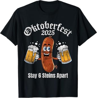 Oktoberfest 2025 6 Stein Apart Beer October Funny Drinking T-Shirt