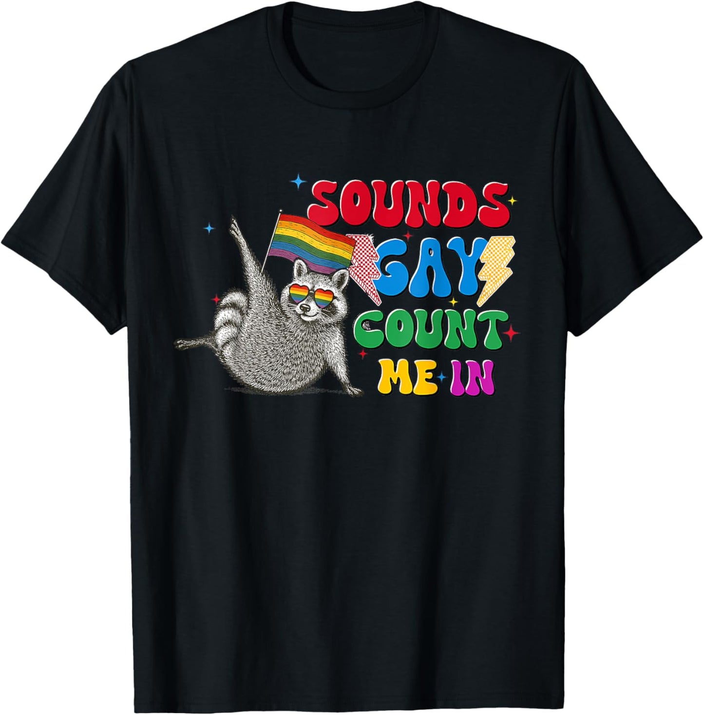 Sound Gay Count Me in Raccoon Meme Rainbow Flag LGBT Women T-Shirt