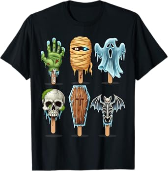 Summerween Horror Movies Summer Popsicle Halloween Ice Cream T-Shirt