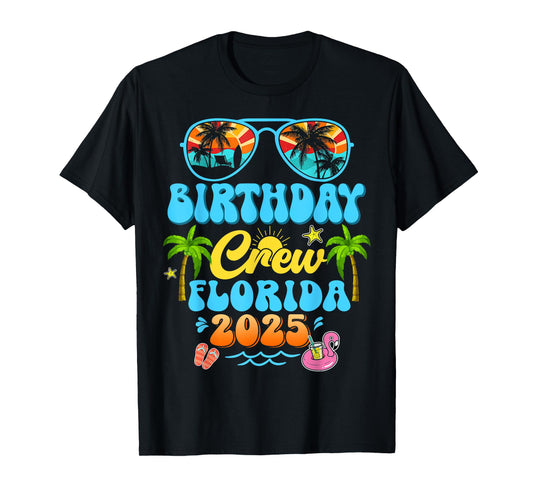 Florida Birthday Crew Vacation Cruise 2025 Summer Group Trip T-Shirt