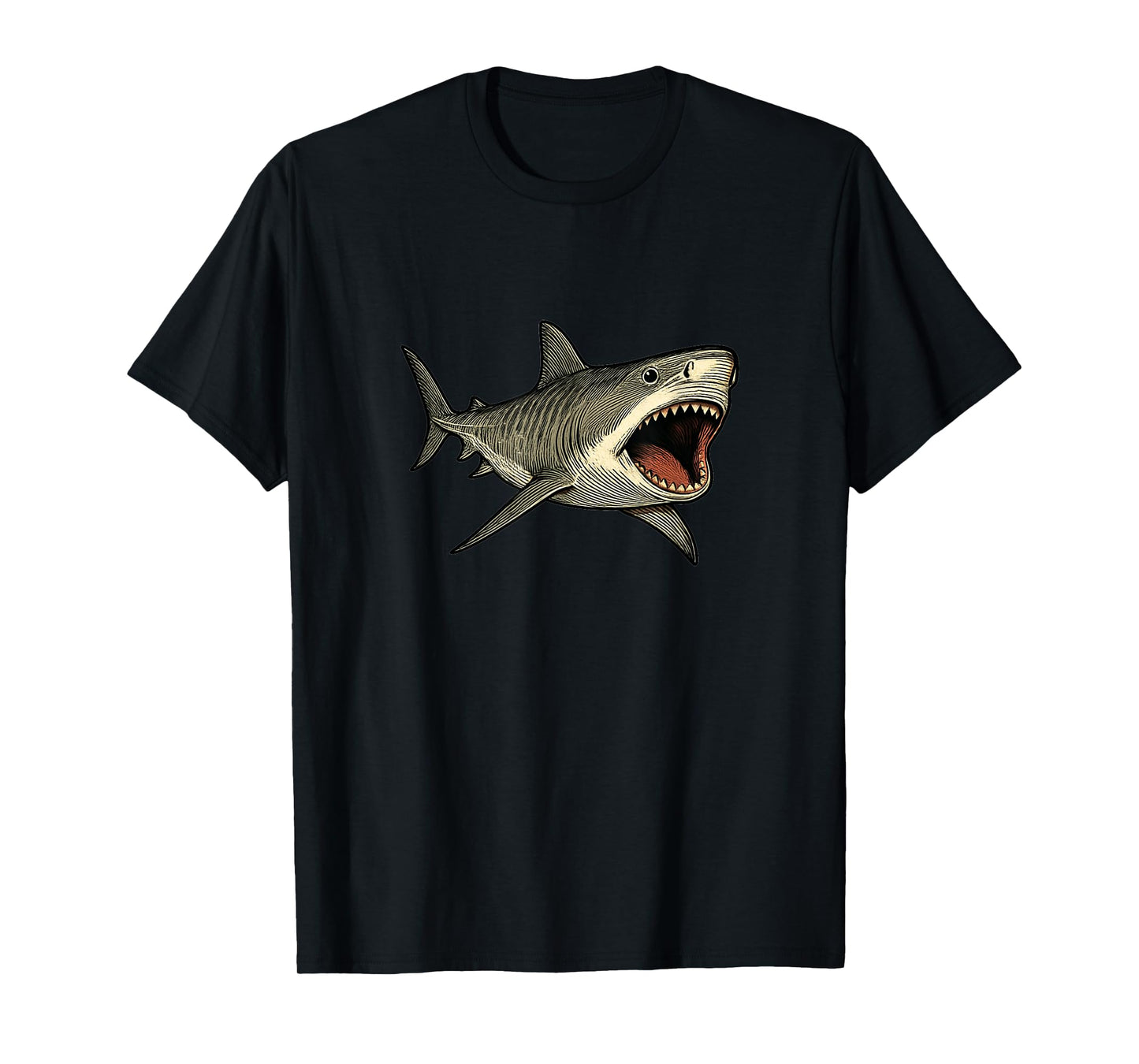 Tiger Shark with Open Mouth Ocean Design T-Shirt