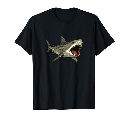 Tiger Shark with Open Mouth Ocean Design T-Shirt