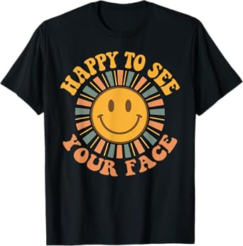 Happy To See Your Face Retro Happy Teacher Back To School T-Shirt
