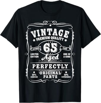 Vintage 65th Birthday Decorations Men Gag Funny 65 Birthday T-Shirt