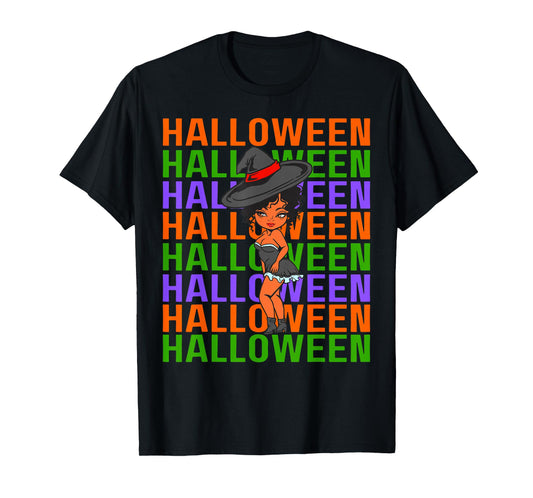 Funny Melanin Halloween Black Girl Magic Witches T-Shirt