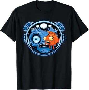 Zombie Astronaut Fishbowl Helmet Funny Cartoon Characters T-Shirt