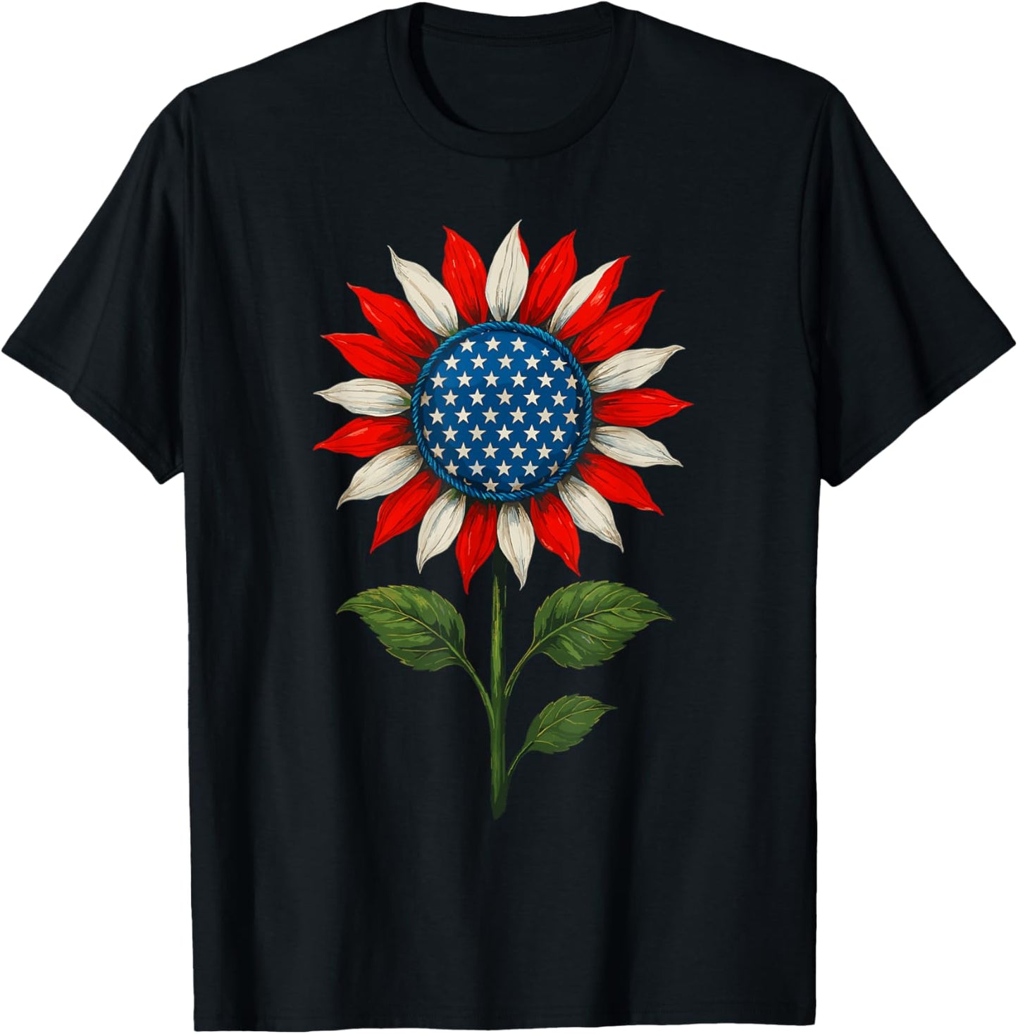 Sunflower 4th Of July American Flag Women Men Merica Usa T-shirt