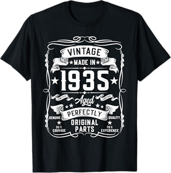 Vintage 1935 90 Years Old Gifts for Men 90yr 90th Birthday T-Shirt