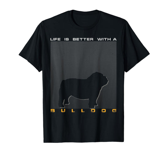 Vintage Life Is Better With A Bulldog Silhouette Men Women Kids T-Shirt