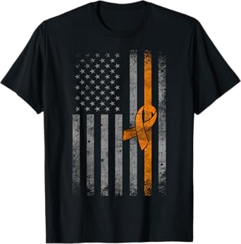 Vintage American Flag Leukemia Awareness T-Shirt