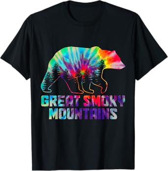 Great Smoky Mountains Tennessee Bear Grizzly Tie Dye Vintage T-Shirt