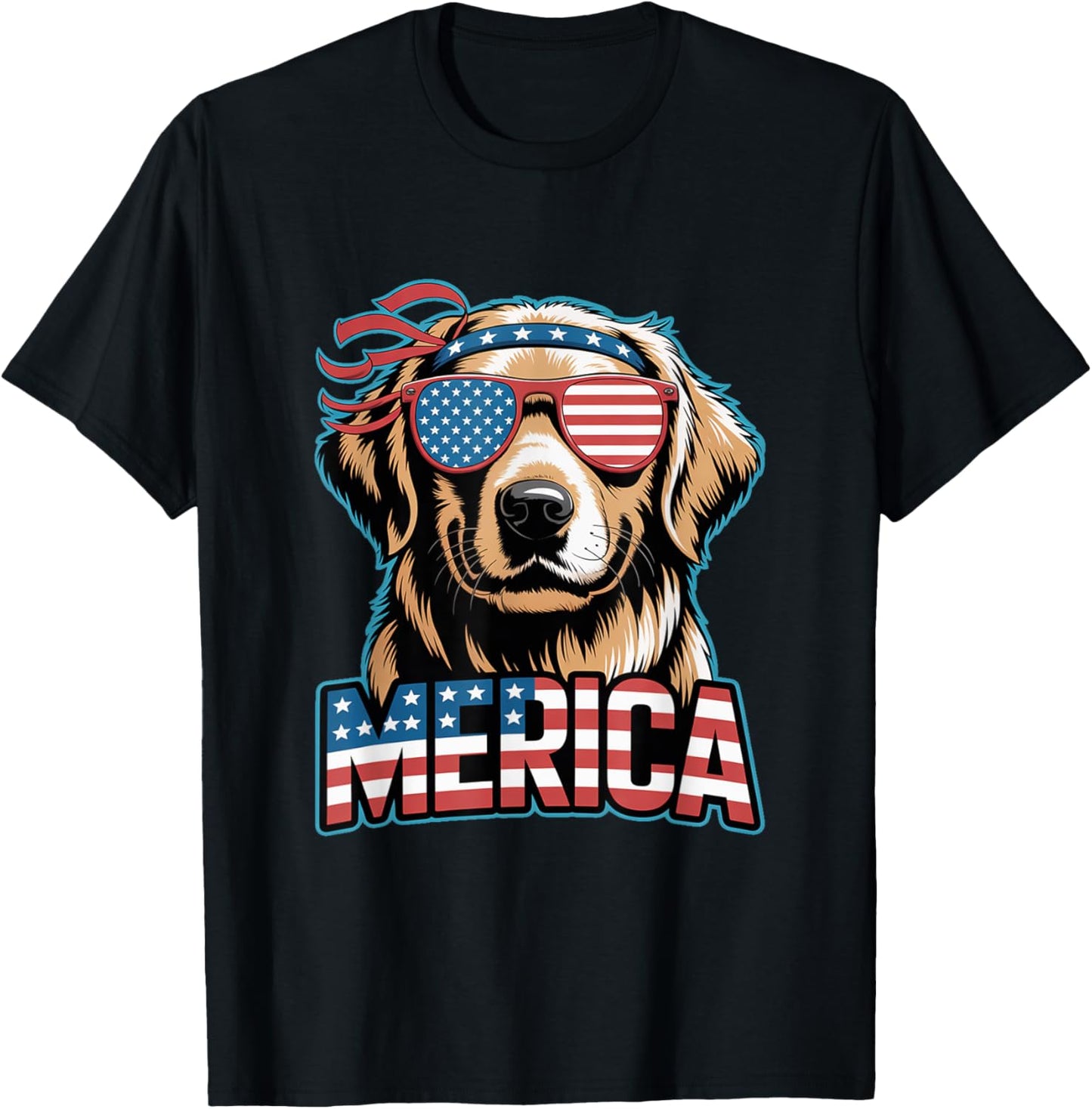 Golden Retriever Merica Dog Patriotic 4th Of July T-shirt