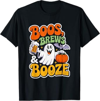 Boos Brews Booze Funny Halloween Beer Lover T-Shirt