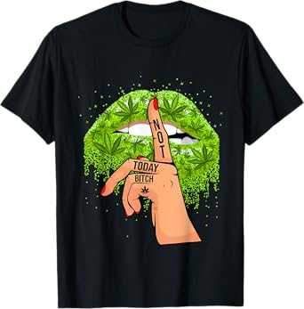 Funny Sexy Lips Cannabis Marijuana Weed Pot Leaf Lover T-Shirt