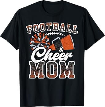 Loud Proud Football & Cheer Mom Cheerleader Mom Mama Orange T-Shirt