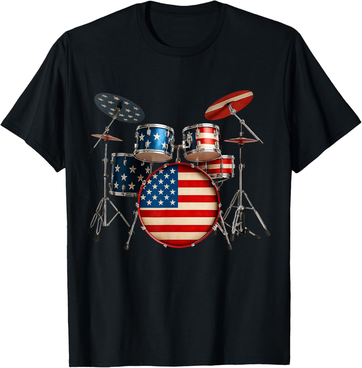 American Flag Drum Drumset 4th Of July Usa Patriotic Drummer T-shirt