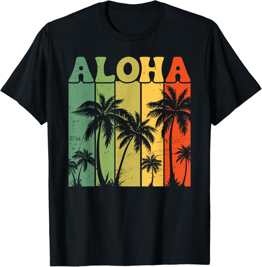 Aloha Hawaiian Island Palm Trees Surfboard Beach Hawaii Surf T-Shirt