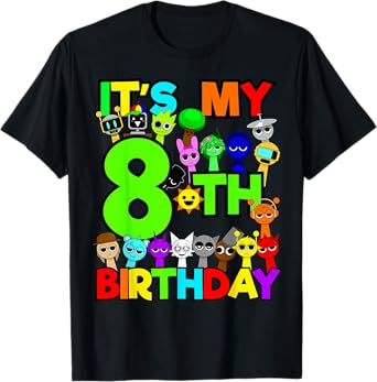 Birthday Sprunki party decorations 8 year old Girls Boys T-Shirt