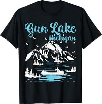 Summer Vacation Retro Michigan Gun Lake Men Women T-Shirt