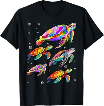 Womens Beautiful Tropical Swimming Sea Turtles T-Shirt