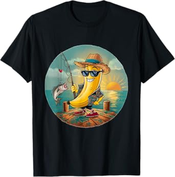 Lucky Fishing Funny Banana Humor T-Shirt