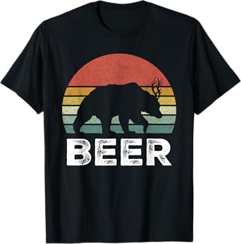 Retro Bear Deer Shirt Animal Lover Gifts Funny Beer Vintage T-Shirt