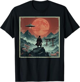 Samurai Bigfoot Japanese UFO Vintage Graphic Ukiyo-e Art T-Shirt