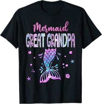 Mermaid Great Grandpa Birthday Party Girl Family Matching T-Shirt