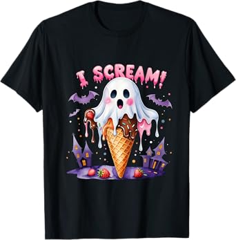 I Scream Ghost Ice Cream Halloween Cute Funny Art T-Shirt