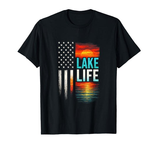 Lake Life - Lake Life Boating Fisherman Sunset T-Shirt