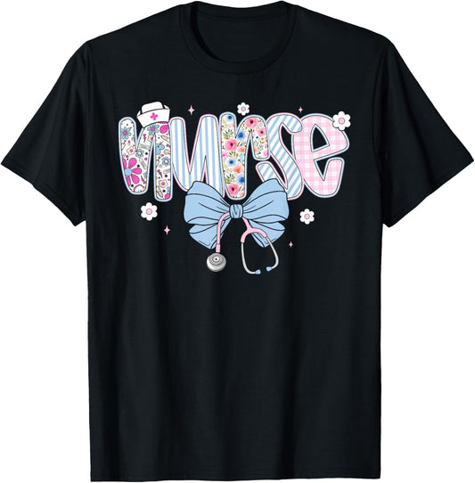 Coquette Floral Nurse Preppy Back To School Medical Tee by TeeBrew