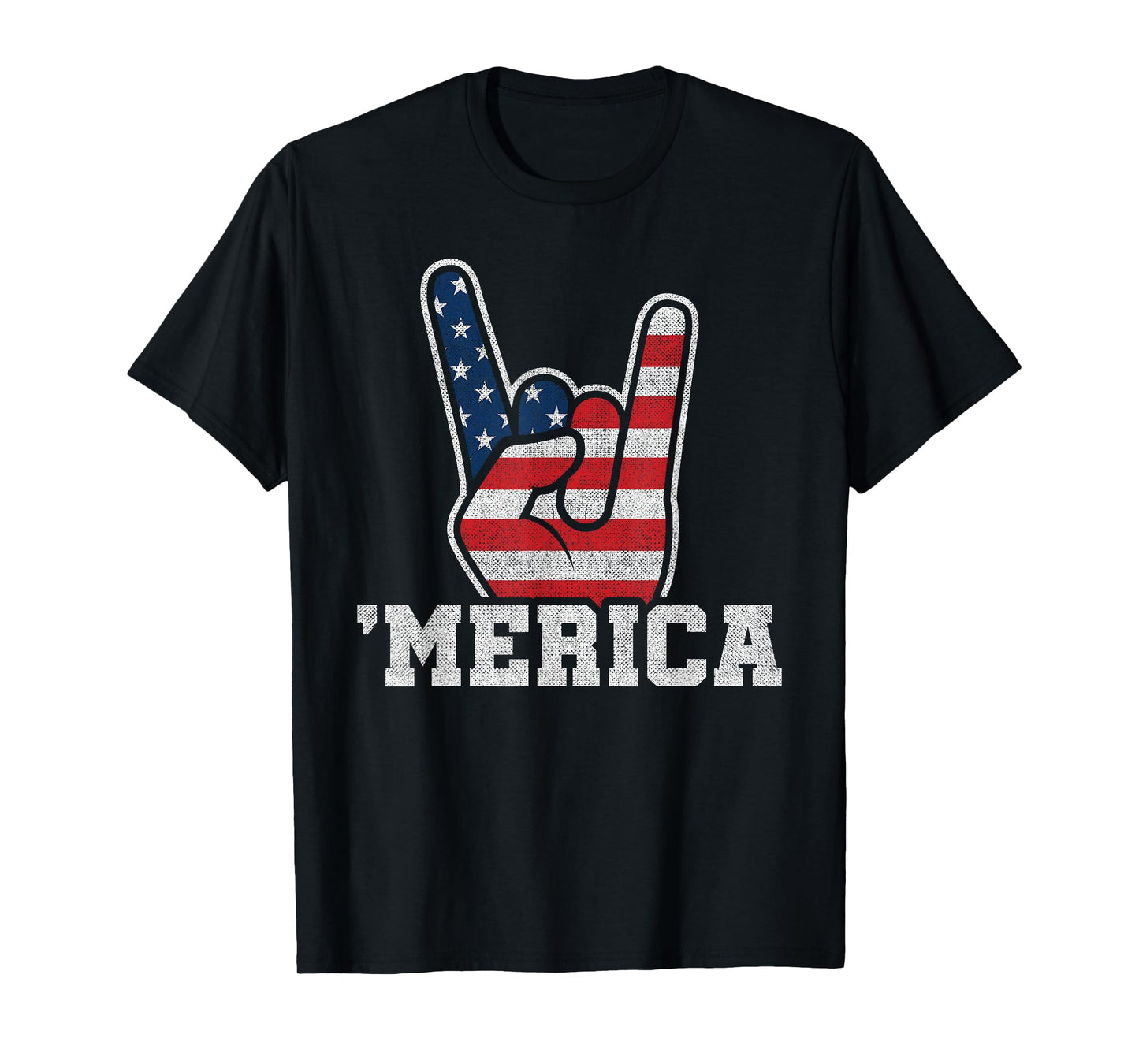American Flag 4th of July - Rock On Retro Vintage USA Merica T-Shirt
