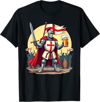 St George Holding Beer England Patriotic for St George's Day T-Shirt