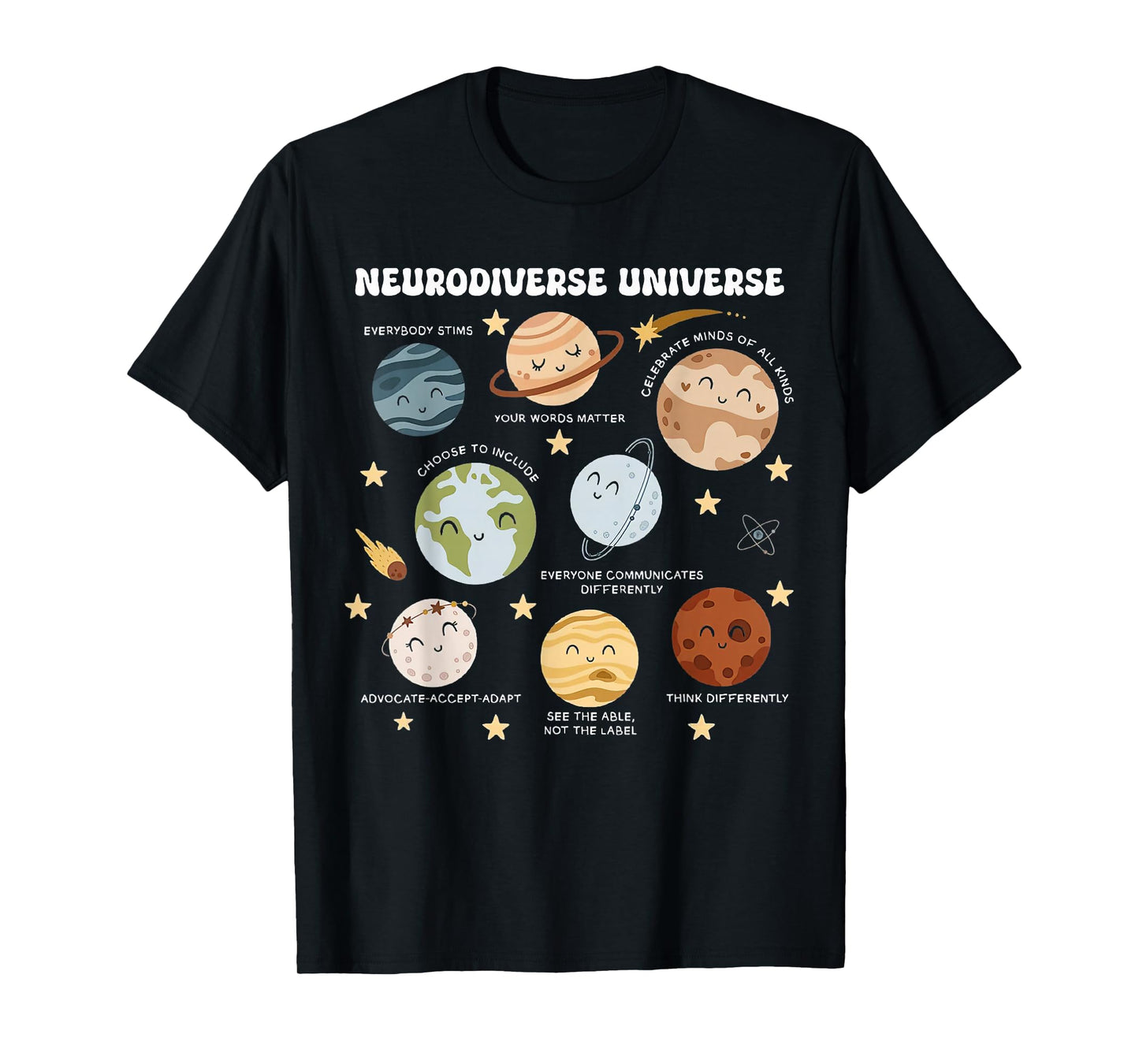 Neurodiverse Universe Space Planet Special Education Teacher T-Shirt