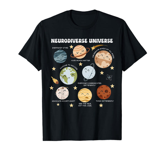 Neurodiverse Universe Space Planet Special Education Teacher T-Shirt