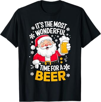 It's the most wonderful Time for a Beer Santa Christmas T-Shirt
