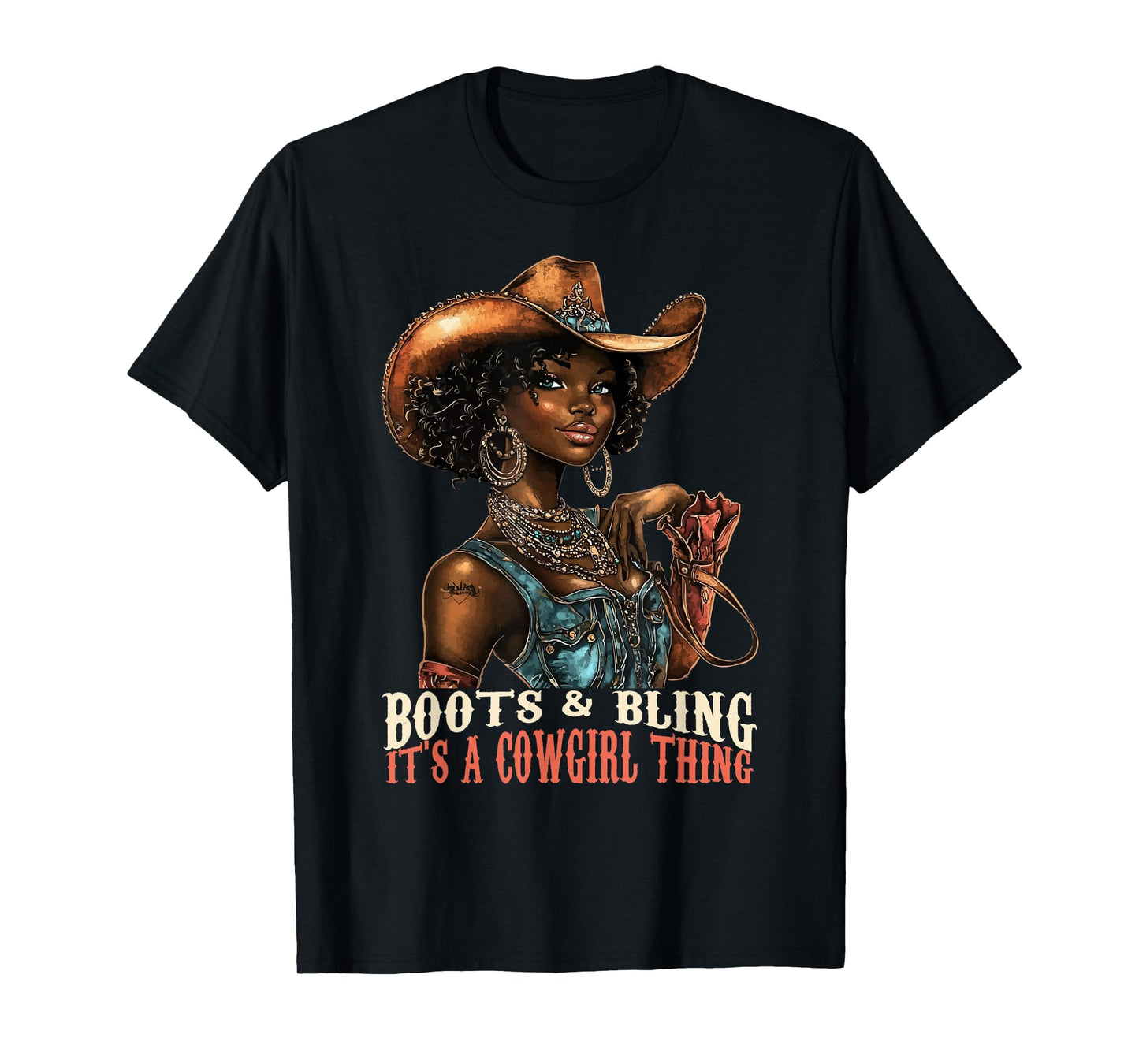Boots and Bling it's Cowgirl Thing Western Country Melanin T-Shirt