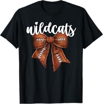Wildcats Football Bow School Spirit Team Mascot Game Night T-Shirt