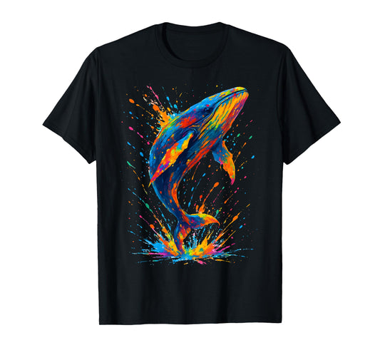 Colorful Whale Splash Ink Art Ocean Animal Whale lovers T-Shirt