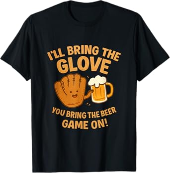Baseball Fan Beer Mug Glove Humor Design T-Shirt