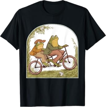 Cute Frogs Toads Riding Bike Vintage Retro Cottagecore Lover T-Shirt