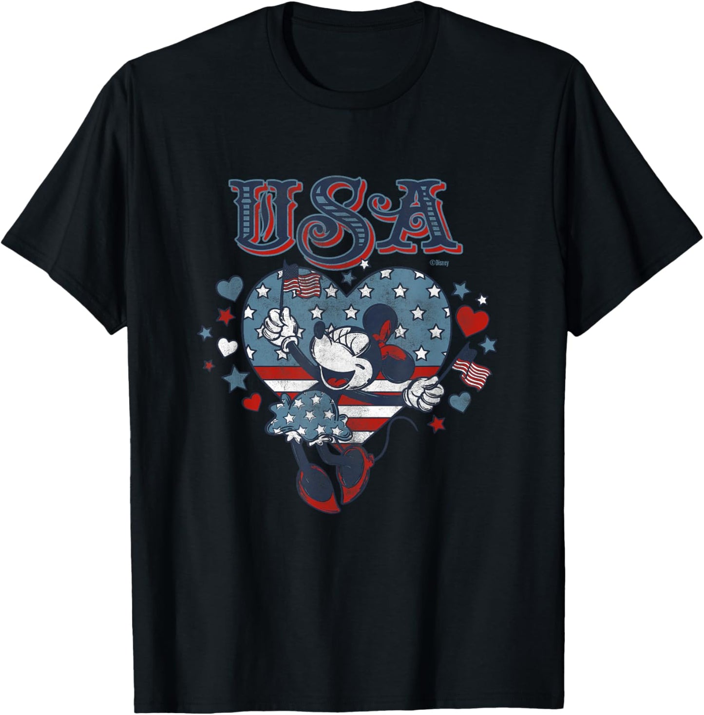 Disney Minnie Mouse with American Flags USA 4th of July T-Shirt