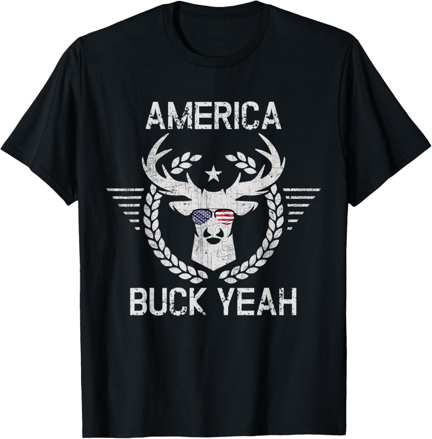 America 4th of July Buck Yeah Deer Hunter T-Shirt